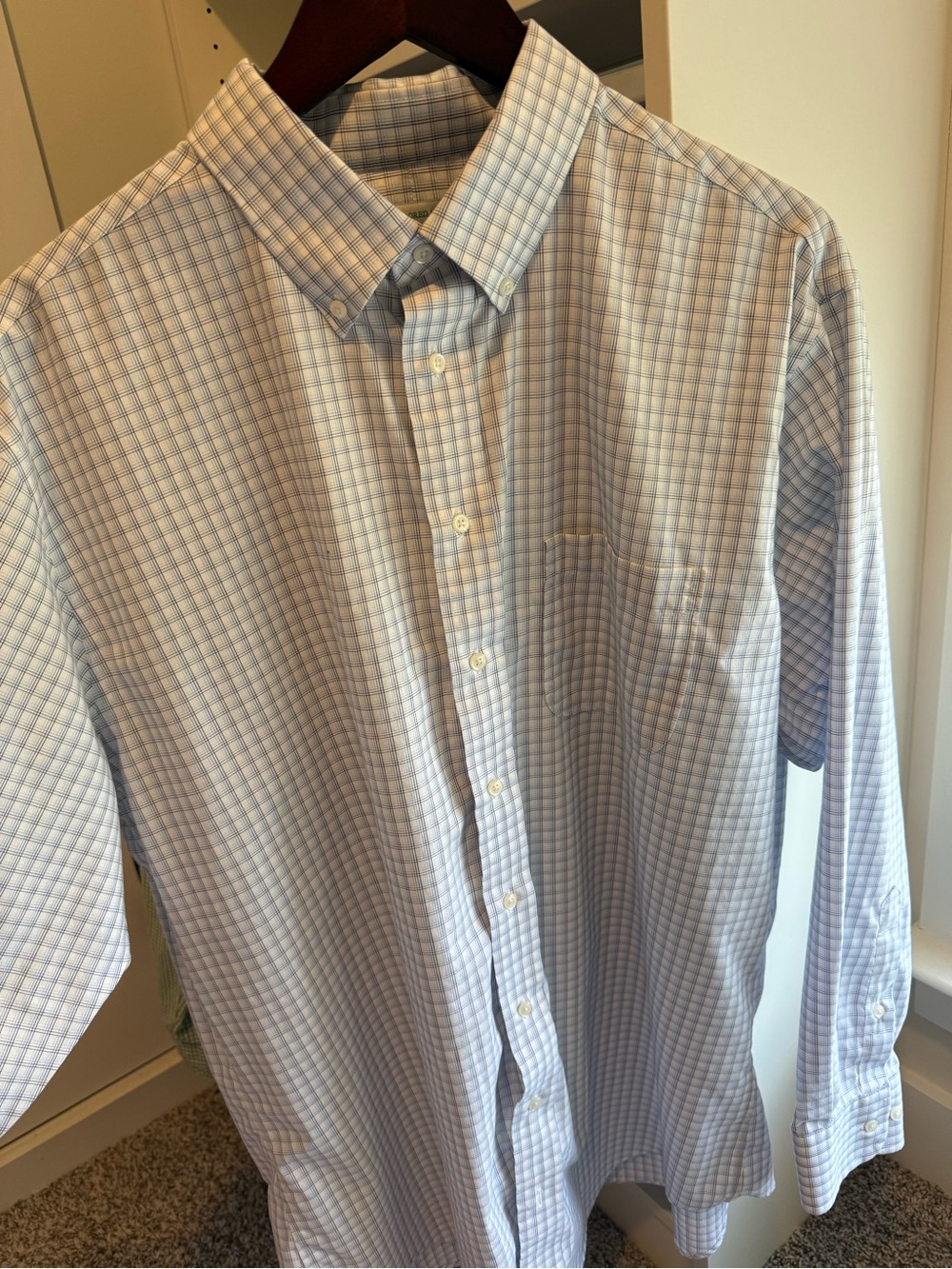 Jos. A. Bank Men's Light Blue and White Plaid Dress Shirt